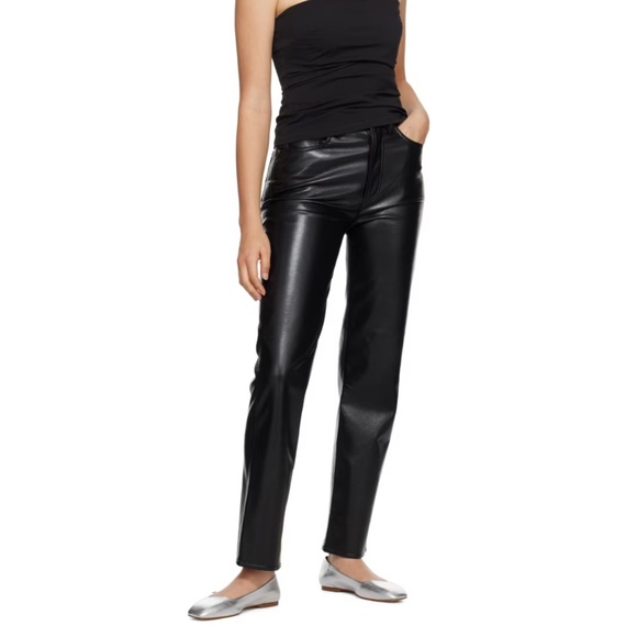 AGOLDE Black 90's Pinch Waist Leather Pants 'XS' - Picture 4 of 5